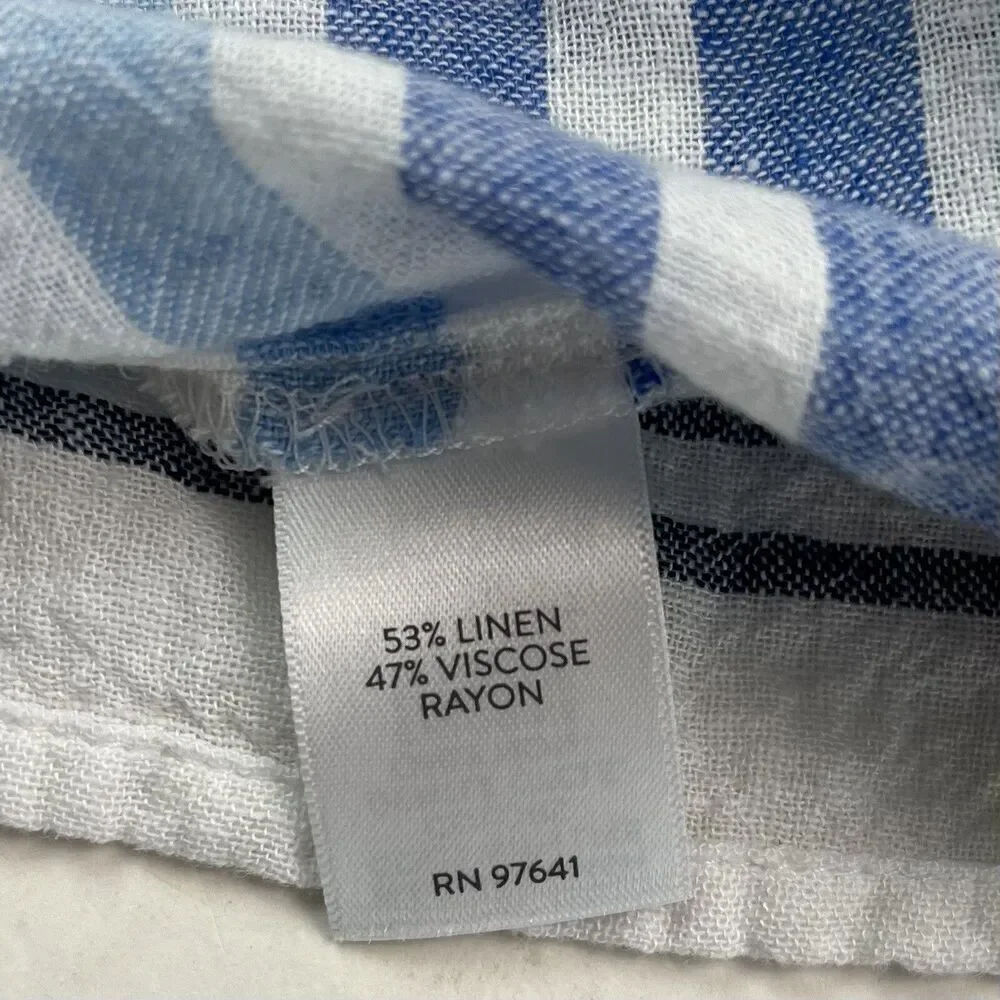 J Jill Linen Tunic Top M White Blue Striped - Picture 11 of 12